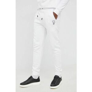 Nohavice Karl Lagerfeld pánske, biela farba, jednofarebné vyobraziť