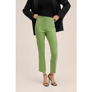 Nohavice Mango dámske, zelená farba, široké, vysoký pás vyobraziť