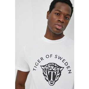 Bavlnené tričko Tiger Of Sweden biela farba, s potlačou vyobraziť