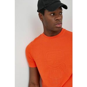 Tričko Karl Lagerfeld pánske, oranžová farba, jednofarebné vyobraziť