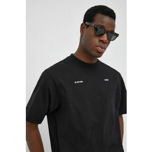 Bavlnené tričko G-Star Raw čierna farba, jednofarebné vyobraziť