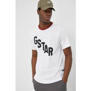 Bavlnené tričko G-Star Raw biela farba, s potlačou vyobraziť