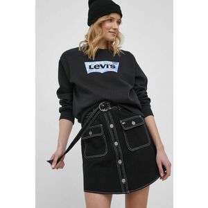 Bavlnená sukňa Tommy Jeans čierna farba, mini, áčkový strih vyobraziť