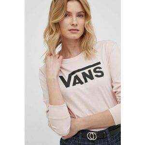 Bavlnené tričko s dlhým rukávom Vans ružová farba, vyobraziť