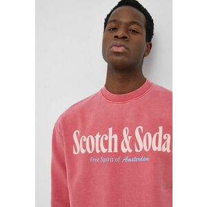 Bavlnená mikina Scotch & Soda pánska, ružová farba, s potlačou vyobraziť