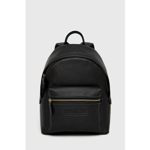 Kožený ruksak Coach dámsky, čierna farba, malý, jednofarebný vyobraziť