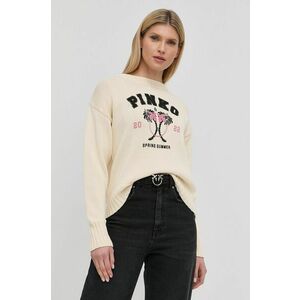 Bavlnený sveter Pinko dámsky, béžová farba, vyobraziť