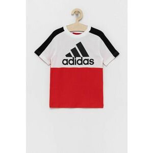 Detské bavlnené tričko adidas Performance HC5648 červená farba, s potlačou vyobraziť