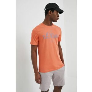 Bavlnené tričko s.Oliver oranžová farba, s potlačou vyobraziť