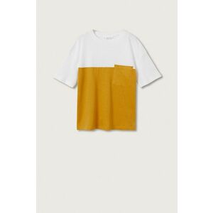 Detské bavlnené tričko Mango Kids žltá farba, vzorované vyobraziť