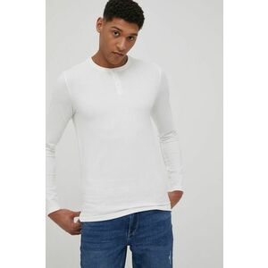 Bavlnené tričko s dlhým rukávom Solid biela farba, jednofarebné vyobraziť