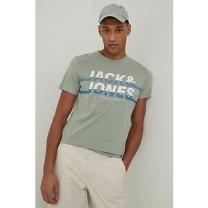 Bavlnené tričko Jack & Jones zelená farba, s potlačou vyobraziť