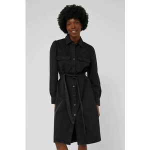 Rifľové šaty Answear Lab čierna farba, mini, rovný strih vyobraziť