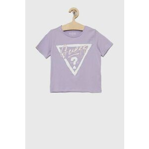 Detské tričko Guess fialová farba, vyobraziť