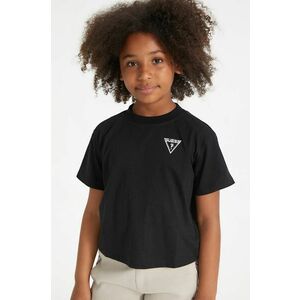 Detské bavlnené tričko Guess čierna farba, vyobraziť