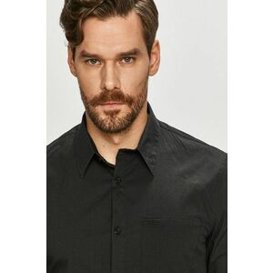 Košeľa Guess pánska, čierna farba, regular, s talianskym golierom vyobraziť