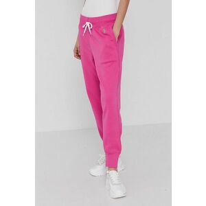 Nohavice Polo Ralph Lauren dámske, ružová farba, jednofarebné vyobraziť