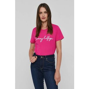 Bavlnené tričko Tommy Hilfiger ružová farba vyobraziť