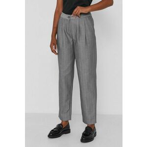 Nohavice Armani Exchange dámske, šedá farba, rovné, stredne vysoký pás vyobraziť