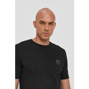 Bavlnené tričko Boss Casual čierna farba, jednofarebné vyobraziť
