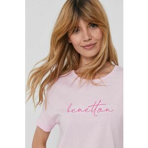 Bavlnené tričko United Colors of Benetton ružová farba vyobraziť