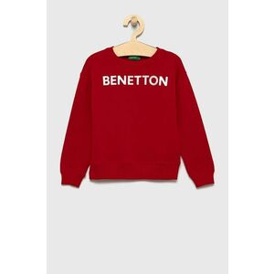 Detská bavlnená mikina United Colors of Benetton červená farba, s potlačou vyobraziť