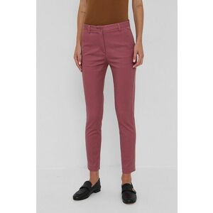 Nohavice Sisley dámske, ružová farba, rovné, stredne vysoký pás vyobraziť