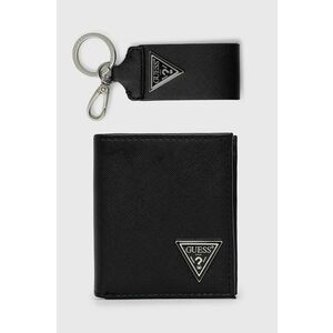 Peňaženka + kľúčenka Guess pánska, čierna farba vyobraziť