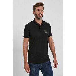 Polo tričko Armani Exchange pánske, čierna farba, jednofarebné vyobraziť
