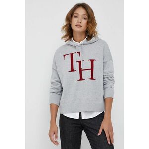 Bavlnený sveter Tommy Hilfiger dámsky, šedá farba, ľahký vyobraziť