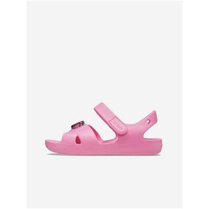 Crocs ružové dievčenské sandále Classic Cross Strap Charm Sandal Pink Lemonade vyobraziť