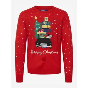Červený pánsky sveter s vianočným motívom Blend vyobraziť