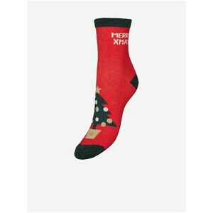 Červené dámske vzorované vianočné ponožky VERO MODA Snowflake vyobraziť