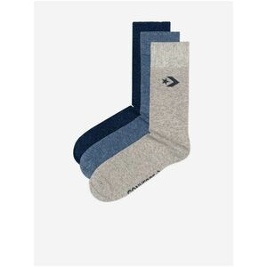 Sada troch párov pánskych ponožiek v šedej, modrej a tmavomodrej farbe Converse vyobraziť