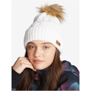 Biela dámska rebrovaná zimná čiapka s bambuľou Roxy Ski Chic vyobraziť