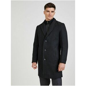 Tmavošedý pánsky kockovaný vlnený kabát Tom Tailor vyobraziť