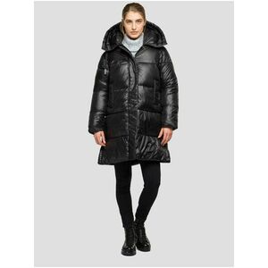 Čierna dámska prešívaná dlhá zimná bunda s kapucou Replay vyobraziť
