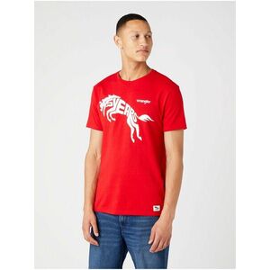 Červené pánske tričko s potlačou Wrangler vyobraziť