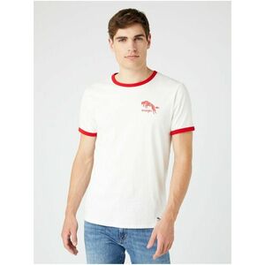 Červeno-biele pánske tričko s potlačou Wrangler vyobraziť