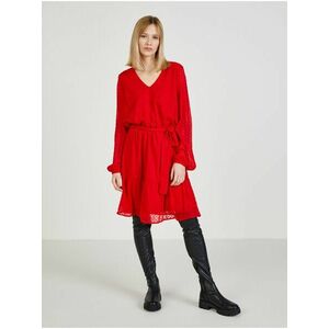 Červené dámske šaty so zaväzovaním v pase Moodo vyobraziť