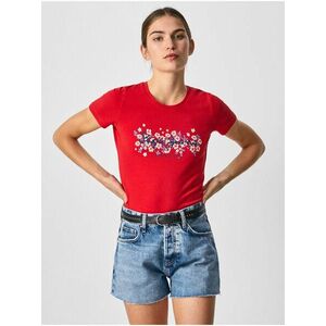 Červené dámske tričko Pepe Jeans Bego vyobraziť