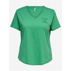 Zelené tričko s výšivkou ONLY CARMAKOMA Fallo vyobraziť