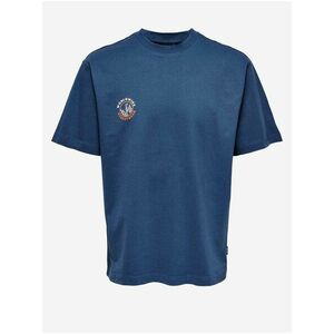 Modré vzorované tričko ONLY & SONS Kurt vyobraziť