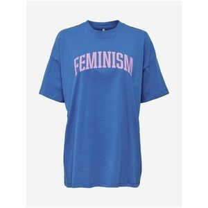 Modré oversize tričko s potlačou ONLY Tina vyobraziť
