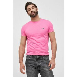 Bavlnené tričko Lacoste ružová farba, jednofarebné vyobraziť
