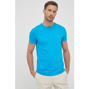 Bavlnené tričko Lacoste tyrkysová farba, jednofarebné vyobraziť