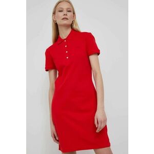 Šaty Lacoste červená farba, mini, rovný strih vyobraziť