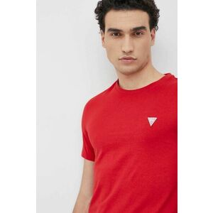 Bavlnené tričko Guess červená farba, jednofarebné vyobraziť