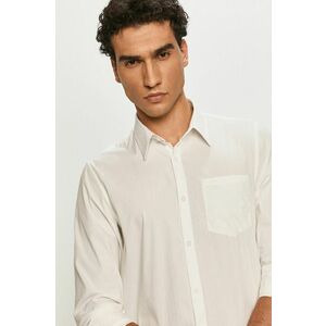 Košeľa Guess pánska, biela farba, regular, s talianskym golierom vyobraziť