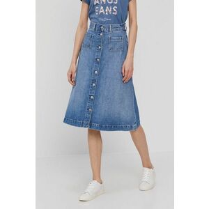 Rifľová sukňa Pepe Jeans midi, áčkový strih vyobraziť
